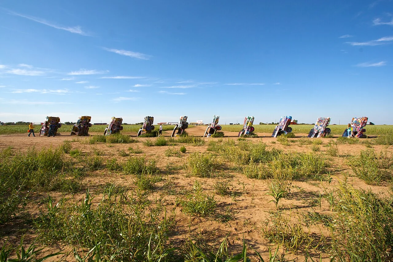 Colourful painted cars at Cadillac Ranch on Route 66