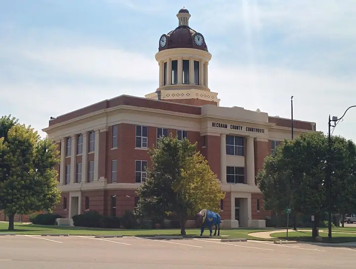 The double-domed Beckham County Courthouse in Sayre