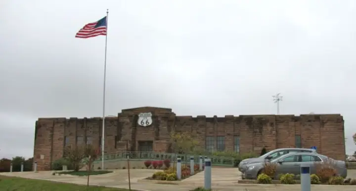 The red sandstone Chandler Armory, home of the Route 66 Interpretive Center