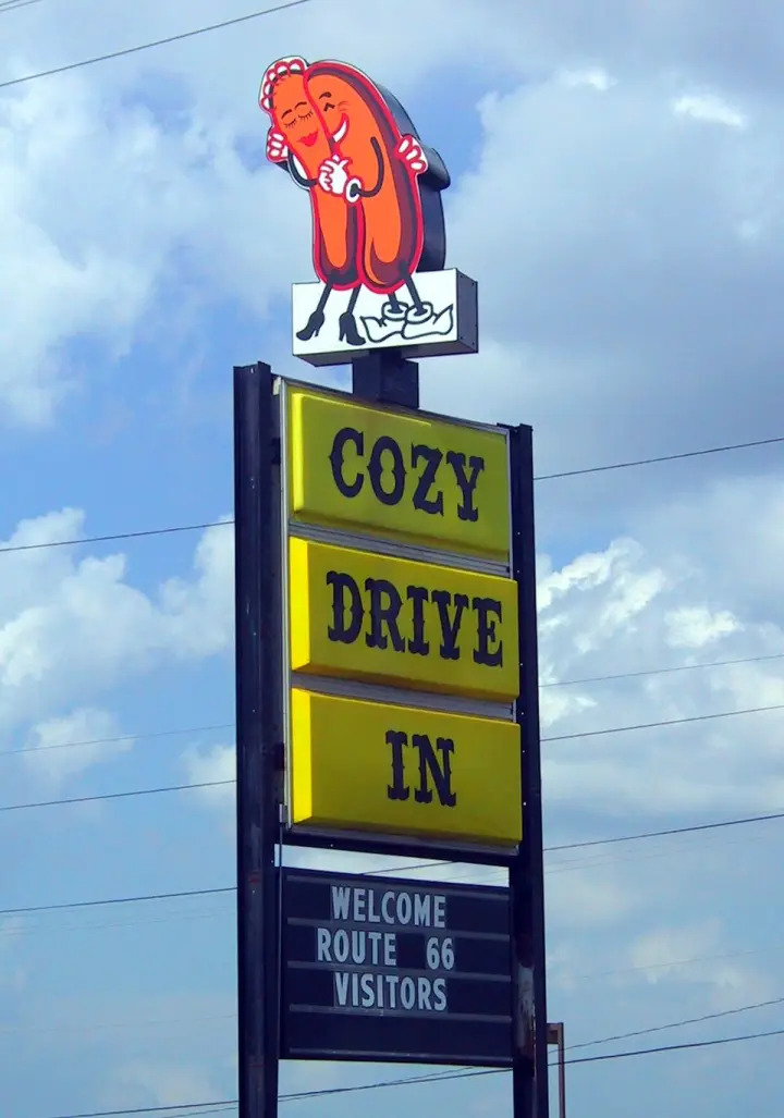 The Cozy Dog Drive In’s cuddling hot dogs welcoming Route 66 visitors in Springfield