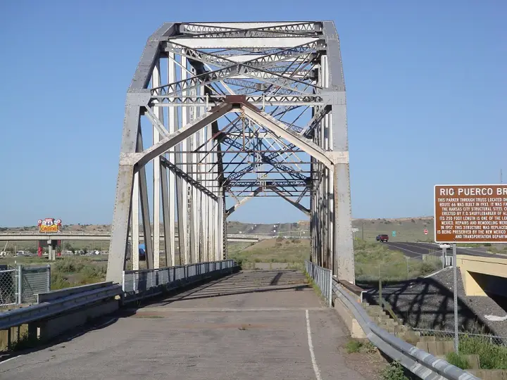 The 1933 steel truss Rio Puerco Bridge on old Route 66 west of Albuquerque