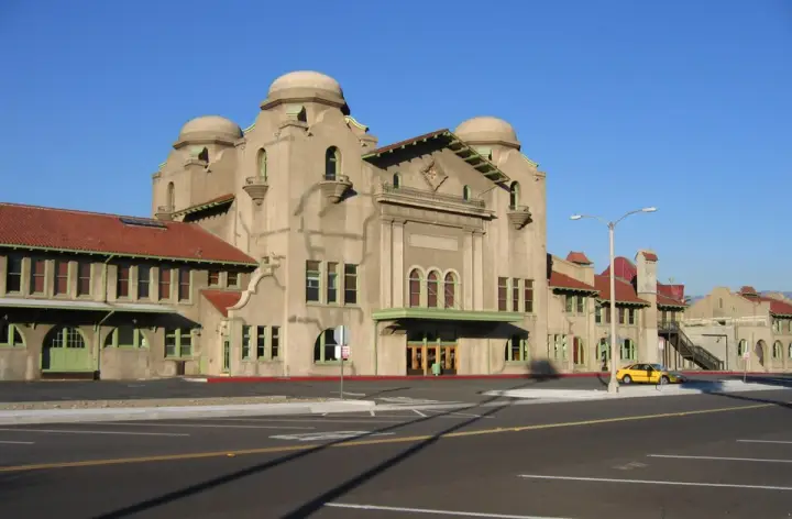 The San Bernardino Santa Fe Depot from the street