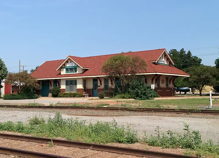The 1927 Rock Island depot in Sayre, Oklahoma