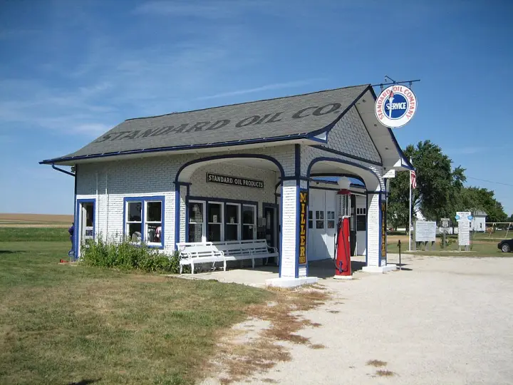 The restored 1932 Standard Oil station in Odell, Illinois